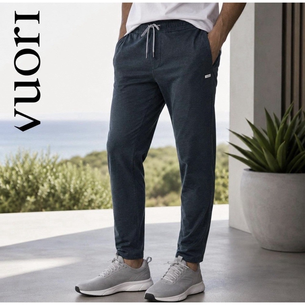 Vuori Ponto Performance Pants Mens XL Blue V418 Stretchy Athletic Travel Gym EUC